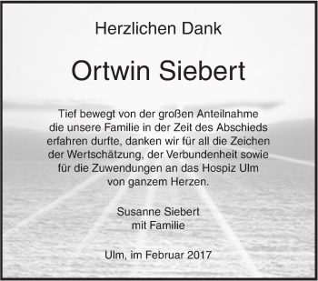 Traueranzeige von Ortwin Siebert von Südwest Presse