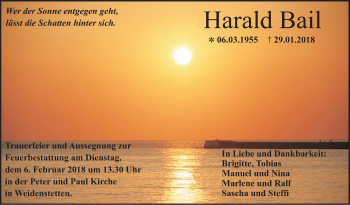 Traueranzeige von Harald Bail von SÜDWEST PRESSE Ausgabe Ulm/Neu-Ulm