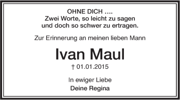 Traueranzeige von Ivan Maul von Ehinger Tagblatt