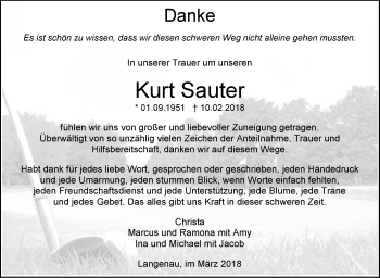 Traueranzeige von Kurt Sauter von SÜDWEST PRESSE Ausgabe Ulm/Neu-Ulm