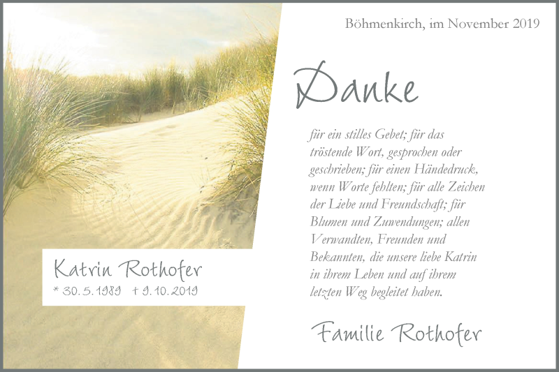  Traueranzeige für Katrin Rothofer vom 14.11.2019 aus Geislinger Zeitung