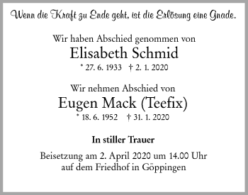 Traueranzeige von Eugen Mack von NWZ Neue Württembergische Zeitung