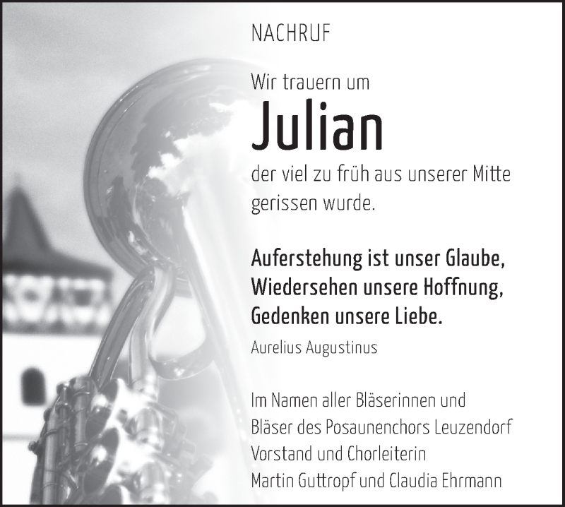  Traueranzeige für Julian Dürr vom 21.08.2020 aus Hohenloher Tagblatt