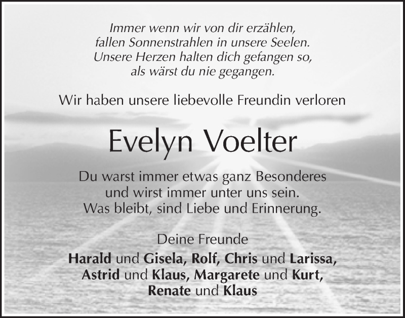  Traueranzeige für Evelyn Voelter vom 05.02.2021 aus Metzinger-Uracher Volksblatt