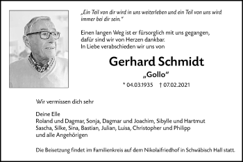 Traueranzeige von Gerhard Schmidt von Haller Tagblatt