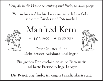 Traueranzeige von Manfred Kern von SÜDWEST PRESSE Ausgabe Ulm/Neu-Ulm