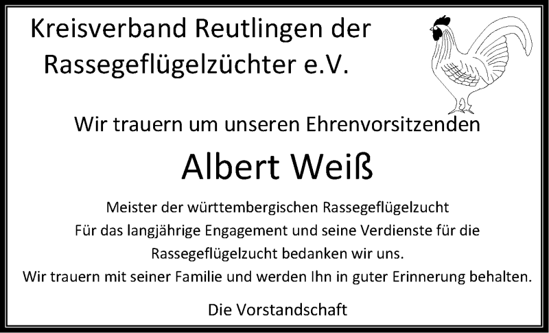  Traueranzeige für Albert Emil Weiß vom 04.02.2022 aus Metzinger-Uracher Volksblatt