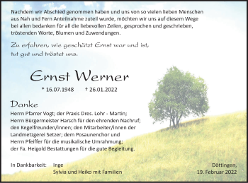 Traueranzeige von Ernst Werner von Haller Tagblatt