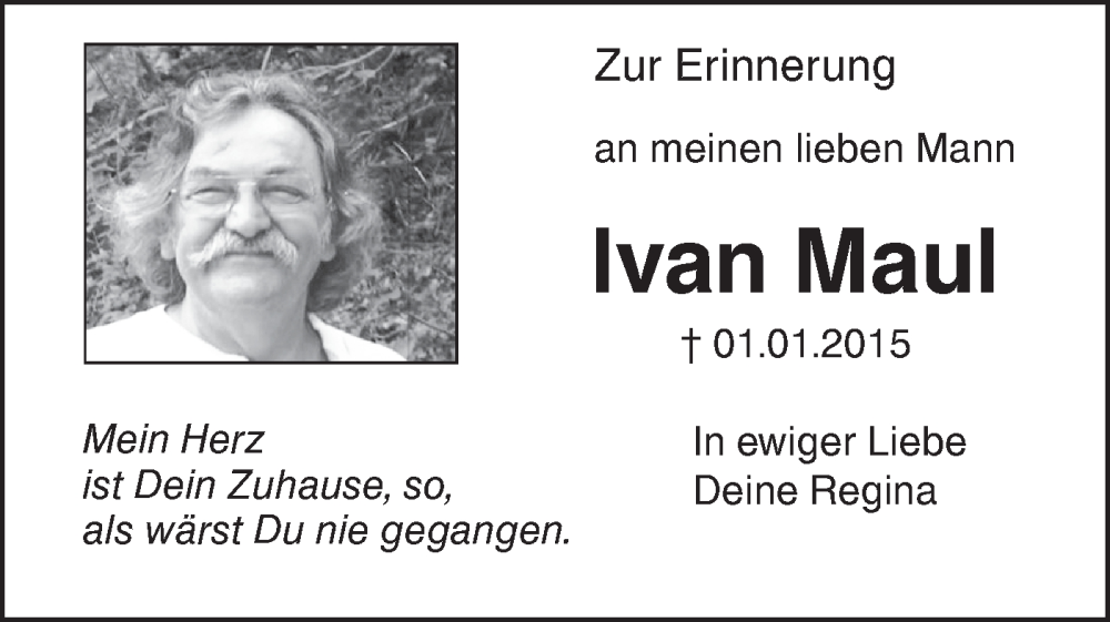  Traueranzeige für Ivan Maul vom 02.01.2023 aus Ehinger Tagblatt