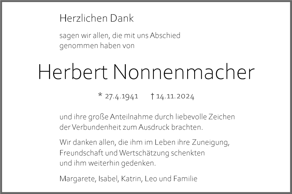  Traueranzeige für Herbert Nonnenmacher vom 14.12.2024 aus Haller Tagblatt