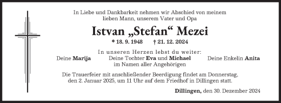 Traueranzeige von Istvan Mezei von NWZ Neue Württembergische Zeitung
