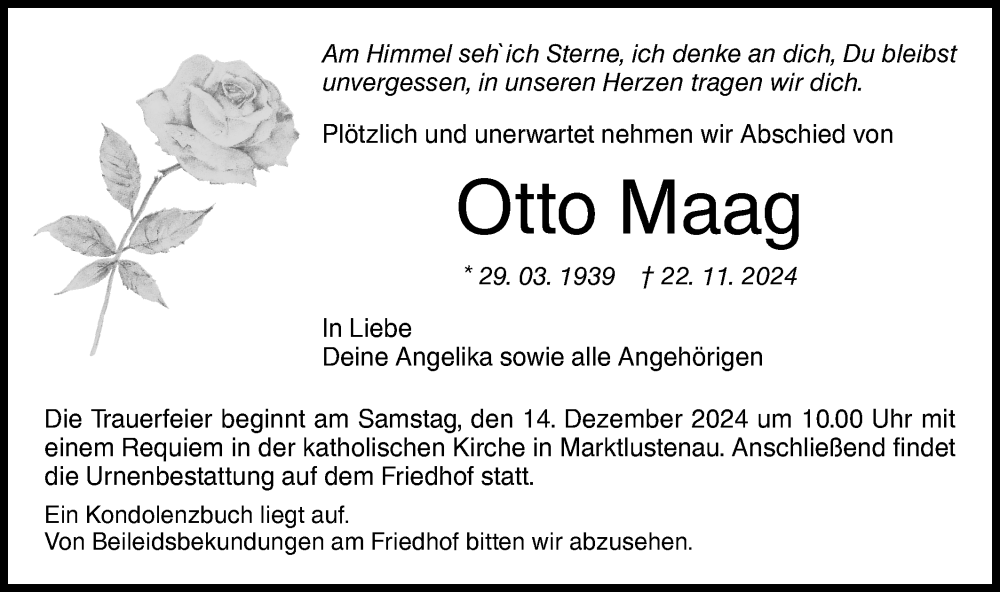  Traueranzeige für Otto Maag vom 11.12.2024 aus Hohenloher Tagblatt