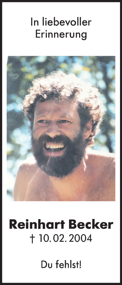  Traueranzeige für Reinhart Becker vom 10.02.2024 aus Hohenloher Tagblatt