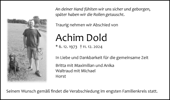 Traueranzeige von Achim Dold von Schwäbische Tagblatt