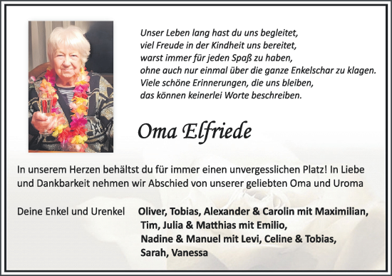 Traueranzeige von Elfriede  von Neckar-Chronik