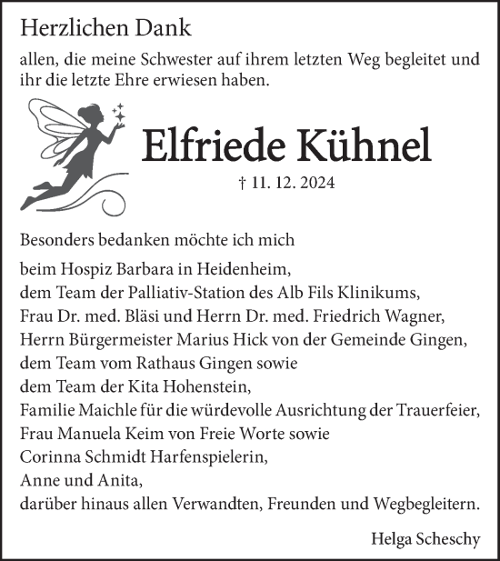Traueranzeige von Elfriede Kühnel von Geislinger Zeitung