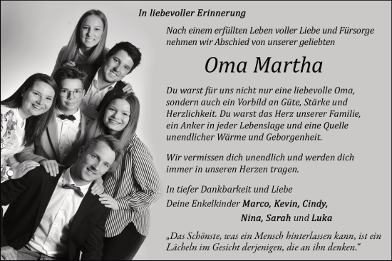 Traueranzeige von Martha  von Geislinger Zeitung