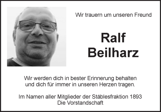 Traueranzeige von Ralf Beilharz von Schwäbische Tagblatt
