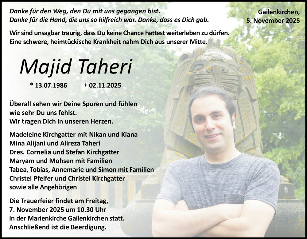  Traueranzeige für Majid Taheri vom 05.11.2025 aus Haller Tagblatt