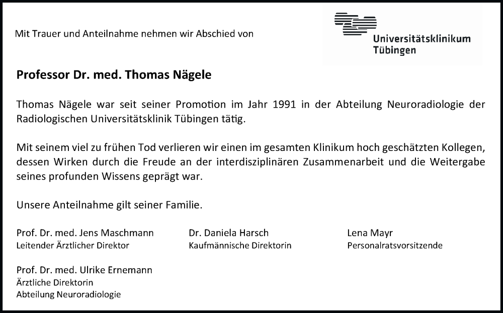  Traueranzeige für Thomas Nägele vom 15.02.2025 aus Schwäbische Tagblatt