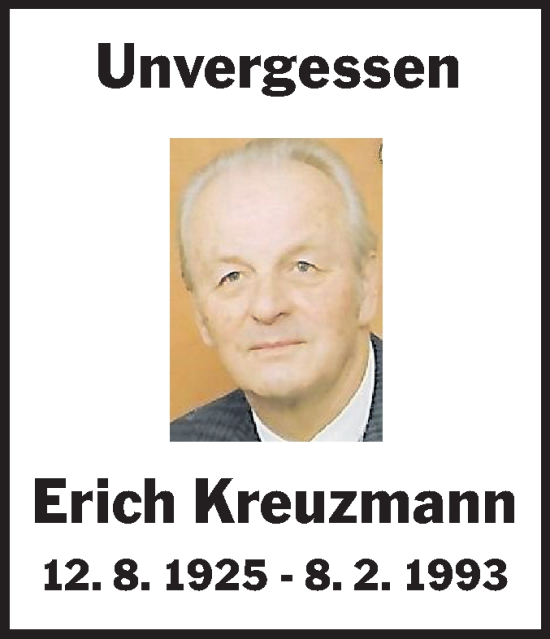 Traueranzeige von Erich Kreuzmann von Schwäbische Tagblatt