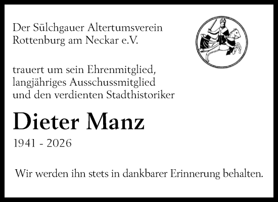 Traueranzeige von Dieter Manz von Schwäbische Tagblatt