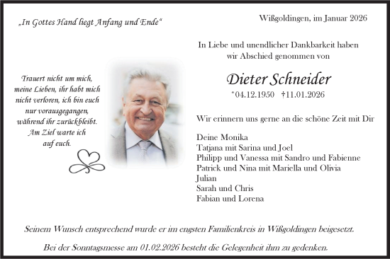 Traueranzeige von Dieter Schneider von NWZ Neue Württembergische Zeitung