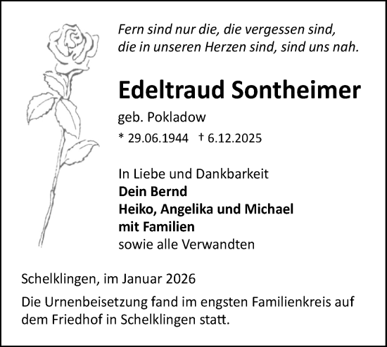 Traueranzeige von Edeltraud Sontheimer von Ehinger Tagblatt