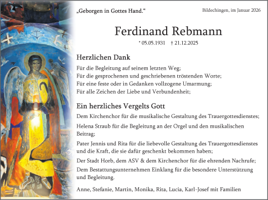 Traueranzeige von Ferdinand Rebmann von Neckar-Chronik