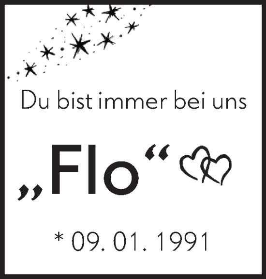 Traueranzeige von Flo  von Schwäbische Tagblatt
