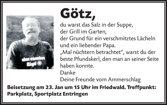 Traueranzeige von Götz  von Schwäbische Tagblatt