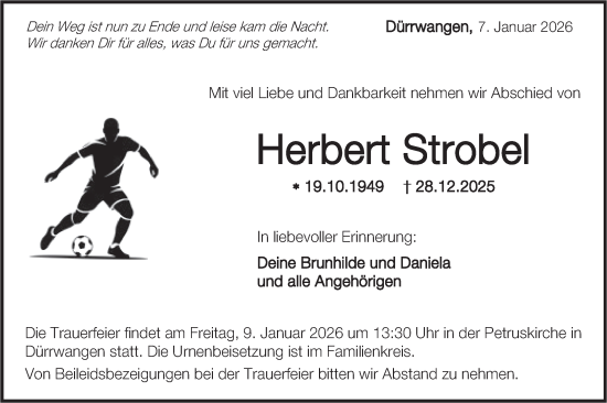 Traueranzeige von Herbert Strobel von SÜDWEST PRESSE Zollernalbkreis/Hohenzollerische Zeitung