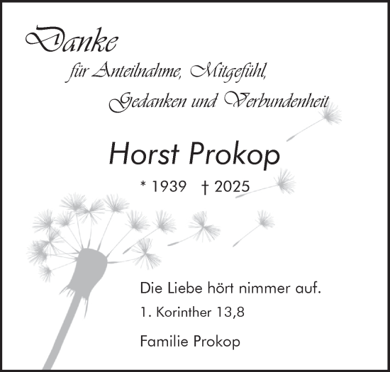 Traueranzeige von Horst Prokop von Das Blaumännle