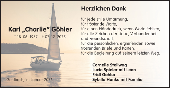 Traueranzeige von Karl Göhler von Hohenloher Tagblatt