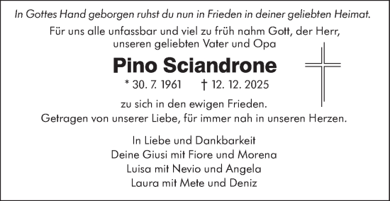 Traueranzeige von Pino Sciandrone von Schwäbische Tagblatt
